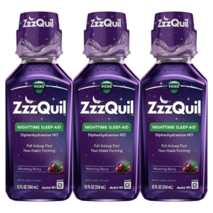 Dung Dịch Hỗ Trợ Ngủ Đêm ZzzQuil Nighttime Sleep-Aid Hương Berry – Bộ 3 Chai 12 fl oz