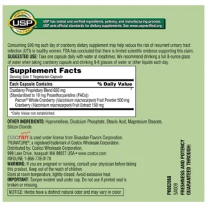 Viên uống bổ sung nam việt quất Trunature 650 mg, 140 viên nang chay.