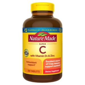 Viên uống bổ sung vitamin C Nature Made Super C với vitamin D3 và kẽm, 200 viên.