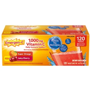 Emergen-C 1000 mg Vitamin C Hỗ trợ miễn dịch hàng ngày, Gói hỗn hợp đồ uống, 120 gói