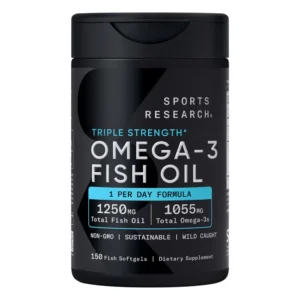 Dầu cá Omega-3 cường độ gấp ba lần của Sports Research, 150 viên nang mềm.