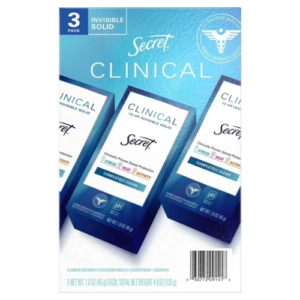 Lăn Khử Mùi Secret Clinical Strength Invisible Solid Antiperspirant Deodorant - Hộp 3 Thanh
