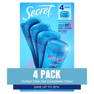 Lăn Khử Mùi Secret Outlast Clear Gel Antiperspirant and Deodorant Hương Shower Fresh Scent - Hộp 4 Thanh