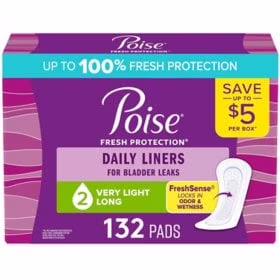 Băng Vệ Sinh Hàng Ngày Poise Daily Incontinence Panty Liners Very Light - Hộp 132 Miếng