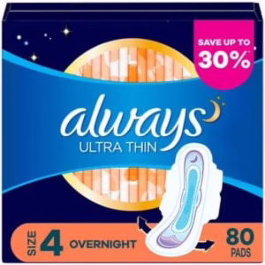 Băng Vệ Sinh Always Ultra Thin Overnight với Flexi-Wings Không Mùi Size 4 - Hộp 80 Miếng