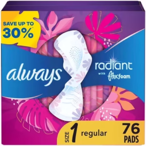 Băng Vệ Sinh Always Radiant Regular Pads Size 1 - 76 Miếng