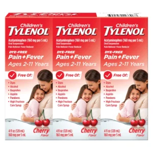 SET 3 chai Thuốc giảm đau và hạ sốt dạng lỏng Tylenol dành cho trẻ em, hương vị anh đào