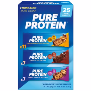 Thanh protein Pure Protein, 20-21g protein, gói nhiều hương vị, hộp 25 thanh