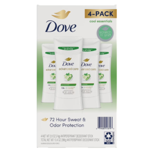 Lăn Khử Mùi Dove Antiperspirant Deodorant Cool Essentials – Hộp 4 Thanh
