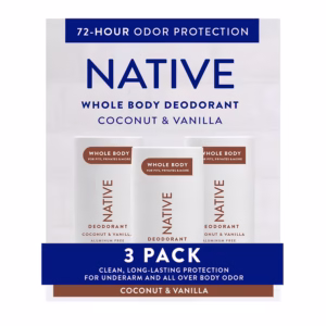 Lăn Khử Mùi Native Whole Body Deodorant Stick Hương Dừa & Vani - Hộp 3 Thanh