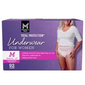 Quần Lót Chống Tràn Member's Mark Total Protection Cho Nữ Size M – Hộp 92 Chiếc